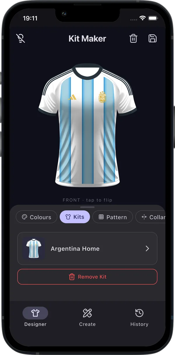 Argentina national team home jersey with gold AFA crest in the jersey designer