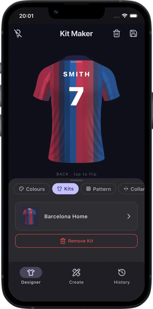 Back of a Barcelona jersey personalised with a player name and number 7