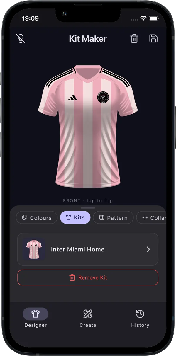 Inter Miami pink home jersey in the My Jersey kit maker app