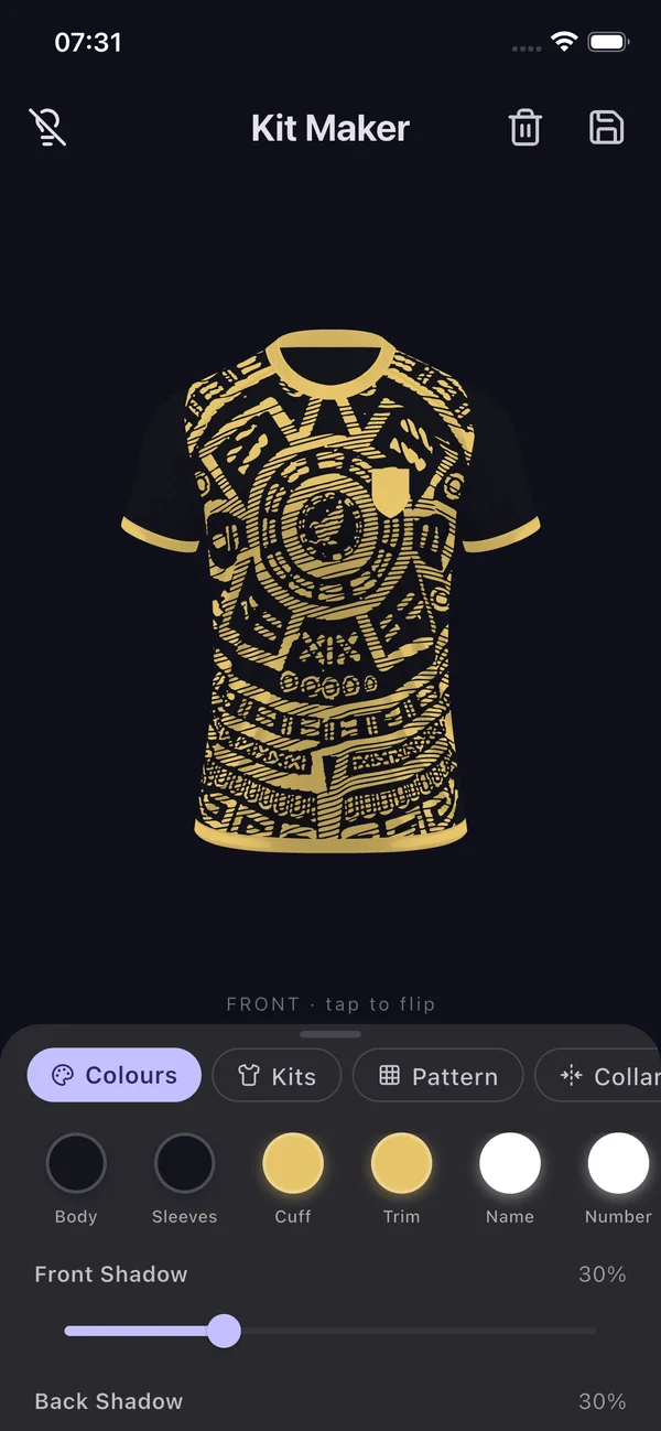 Premium black and gold aztec pattern jersey design